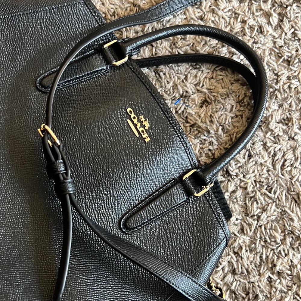 COACH F57527 SMALL MARGOT CARRYALL CROSSGRAIN LEATHER BLACK - Picture 11 of 16